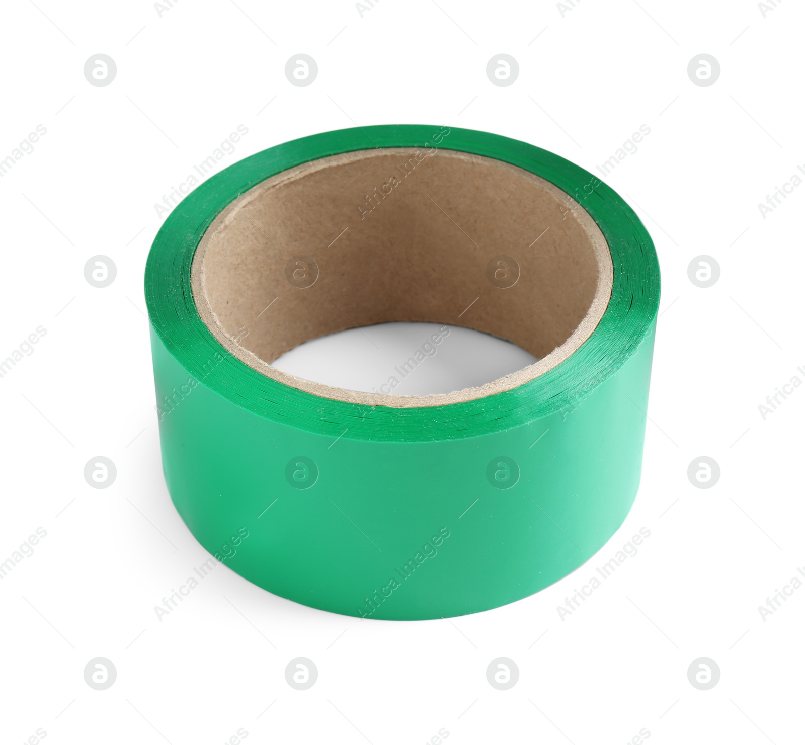 Photo of Roll of green adhesive tape isolated on white