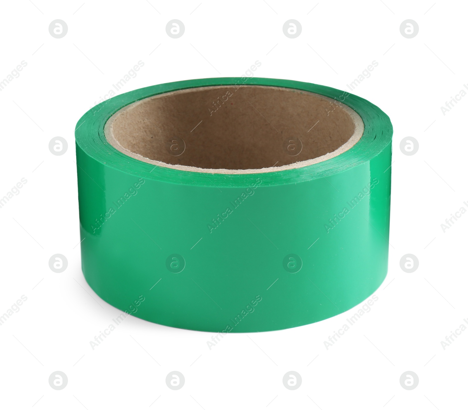 Photo of Roll of green adhesive tape isolated on white