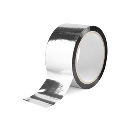 Roll of silver adhesive tape isolated on white