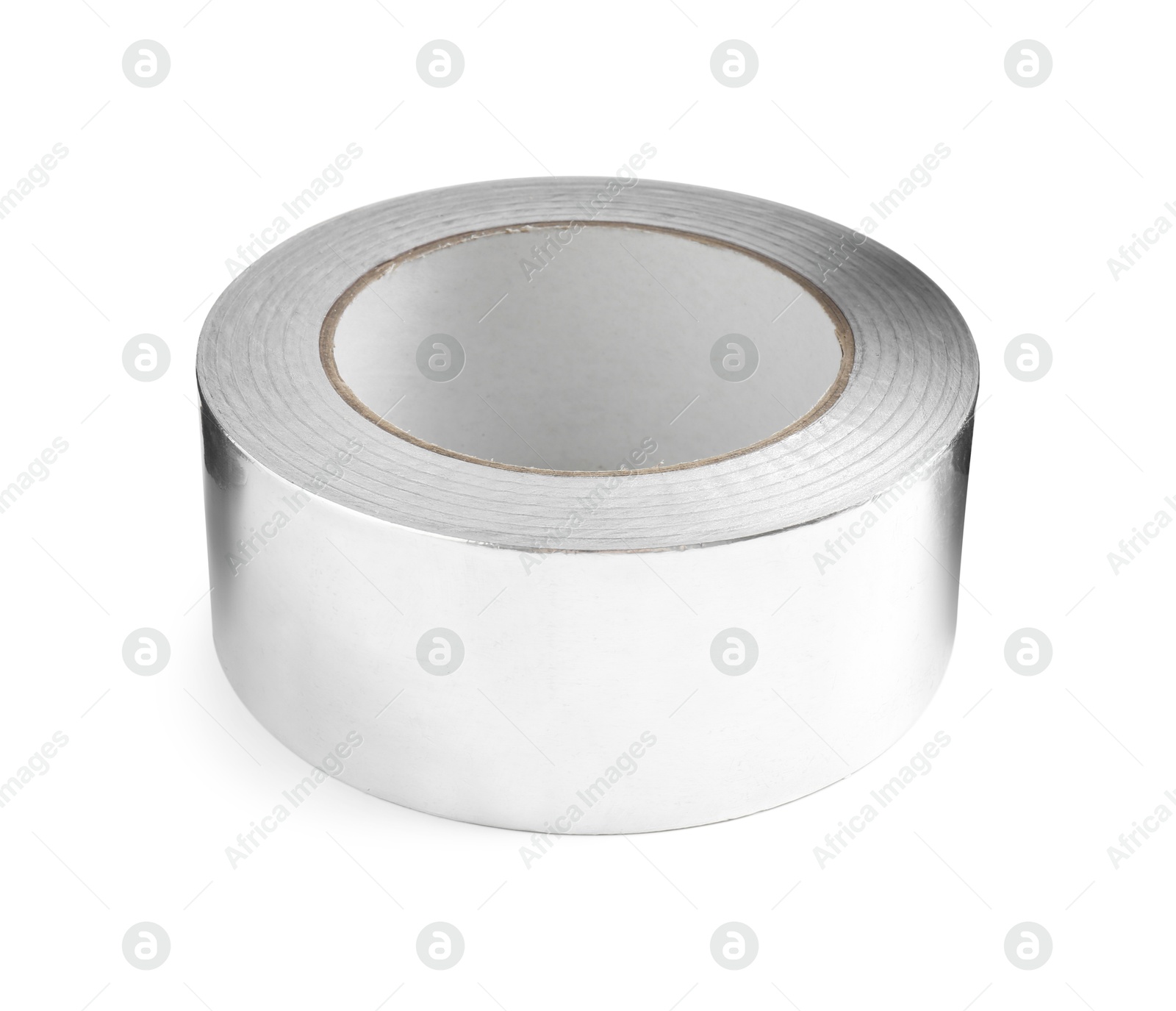 Photo of Roll of silver adhesive tape isolated on white