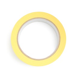 Roll of masking tape isolated on white, top view