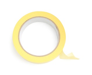 Roll of masking tape isolated on white, top view