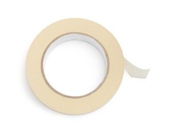 Roll of masking tape isolated on white, top view