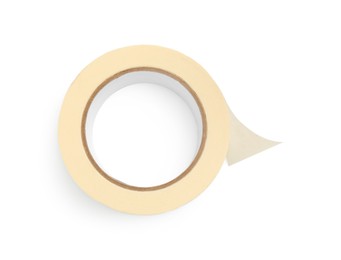 Photo of Roll of masking tape isolated on white, top view