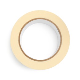 Roll of masking tape isolated on white, top view