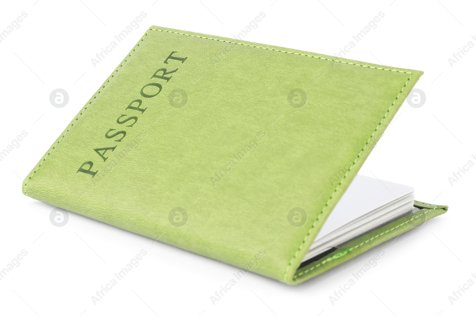 Photo of Passport in bright cover isolated on white