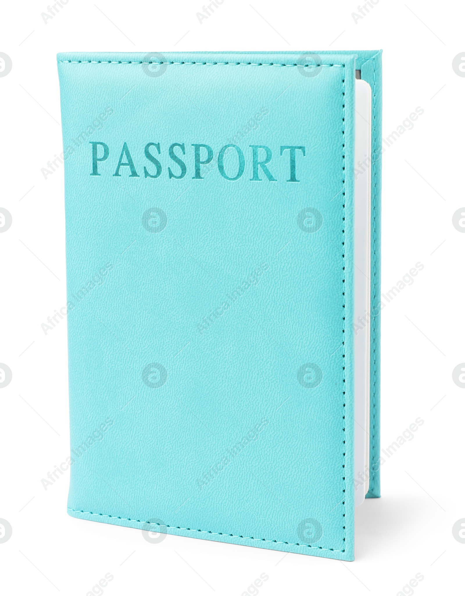 Photo of Passport in bright cover isolated on white