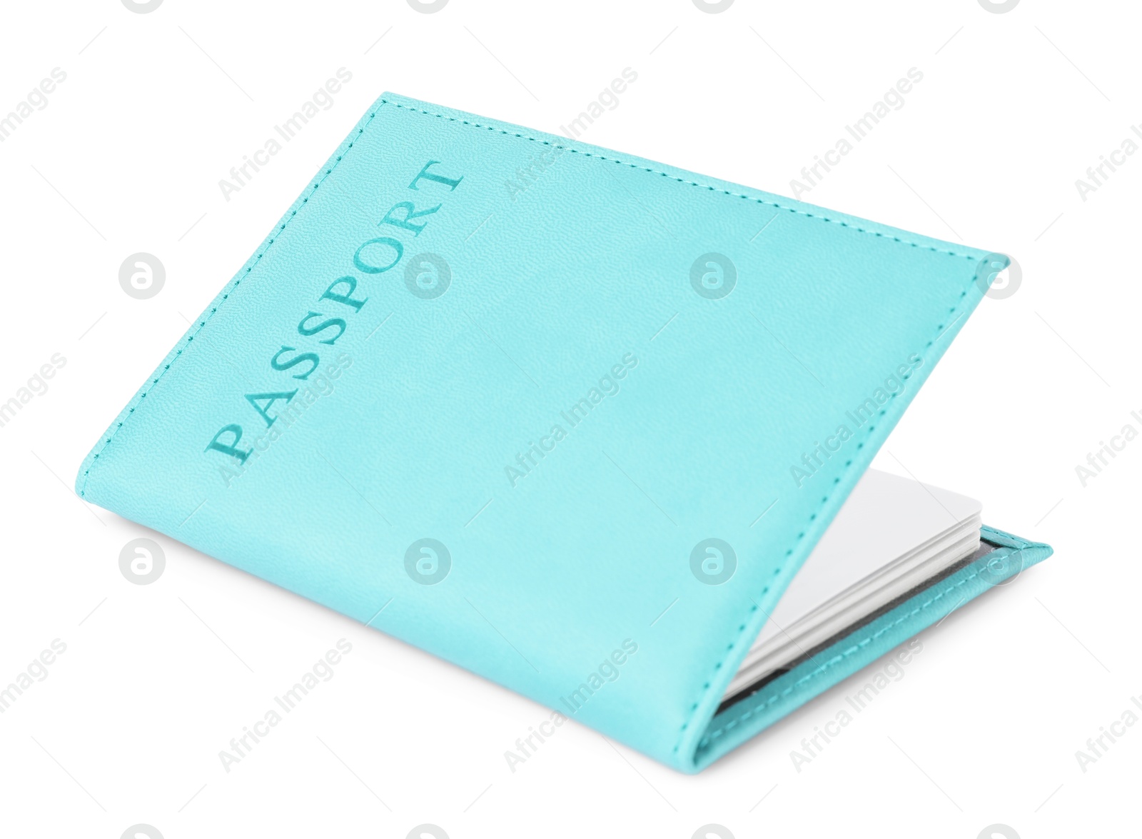 Photo of Passport in bright cover isolated on white