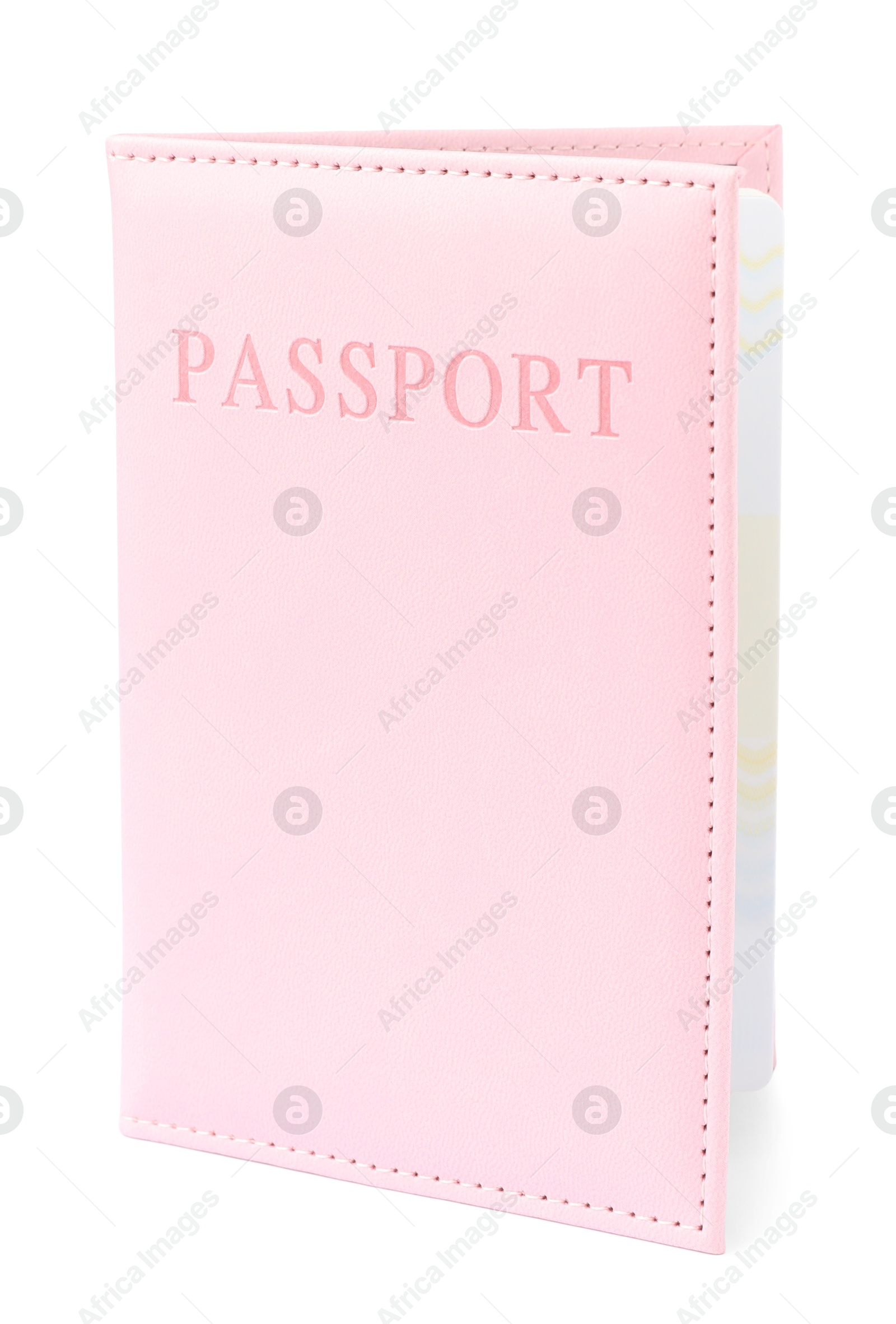 Photo of Passport in bright cover isolated on white