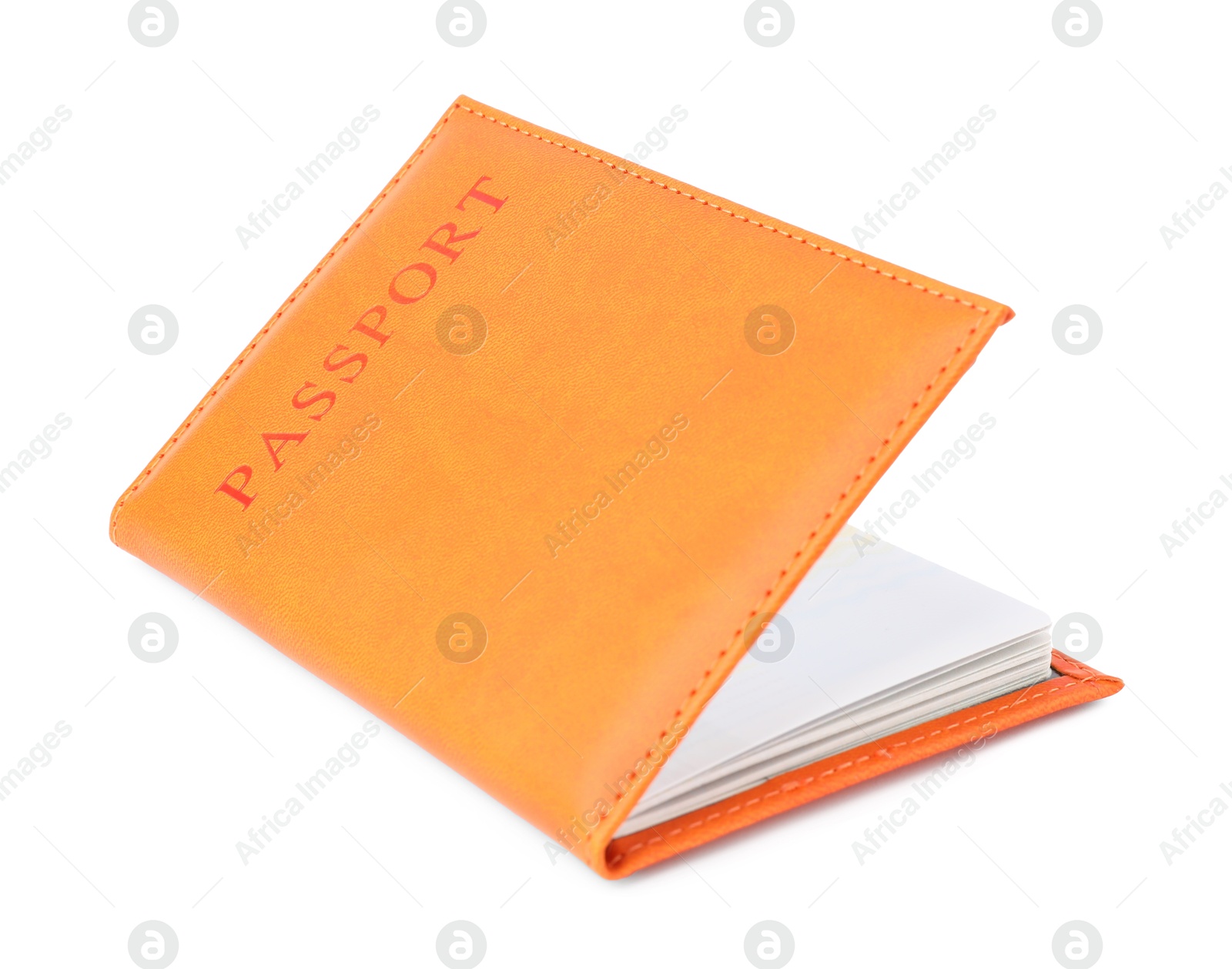 Photo of Passport in bright cover isolated on white