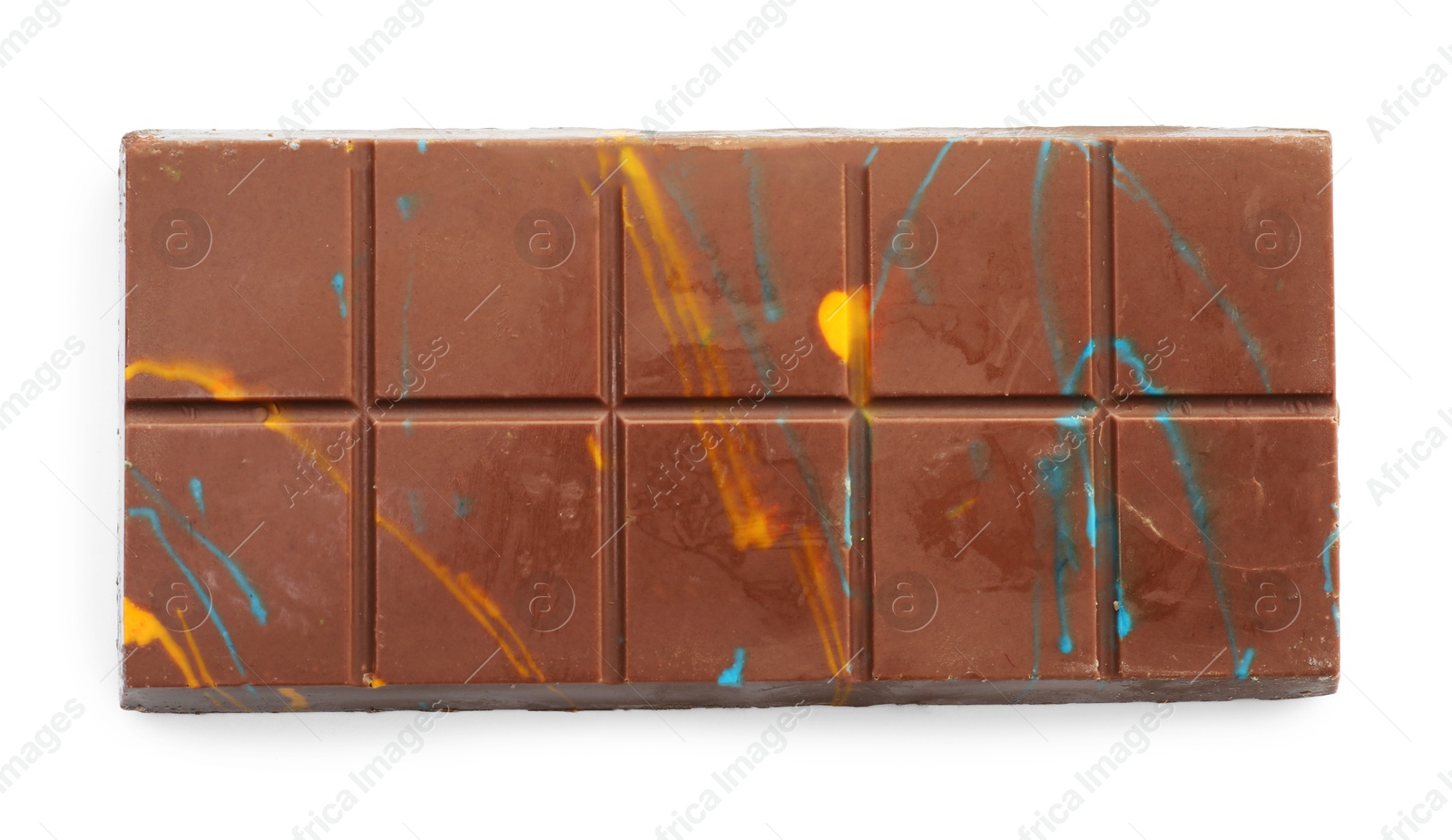 Photo of One Dubai chocolate bar with pistachio and knafeh isolated on white, top view