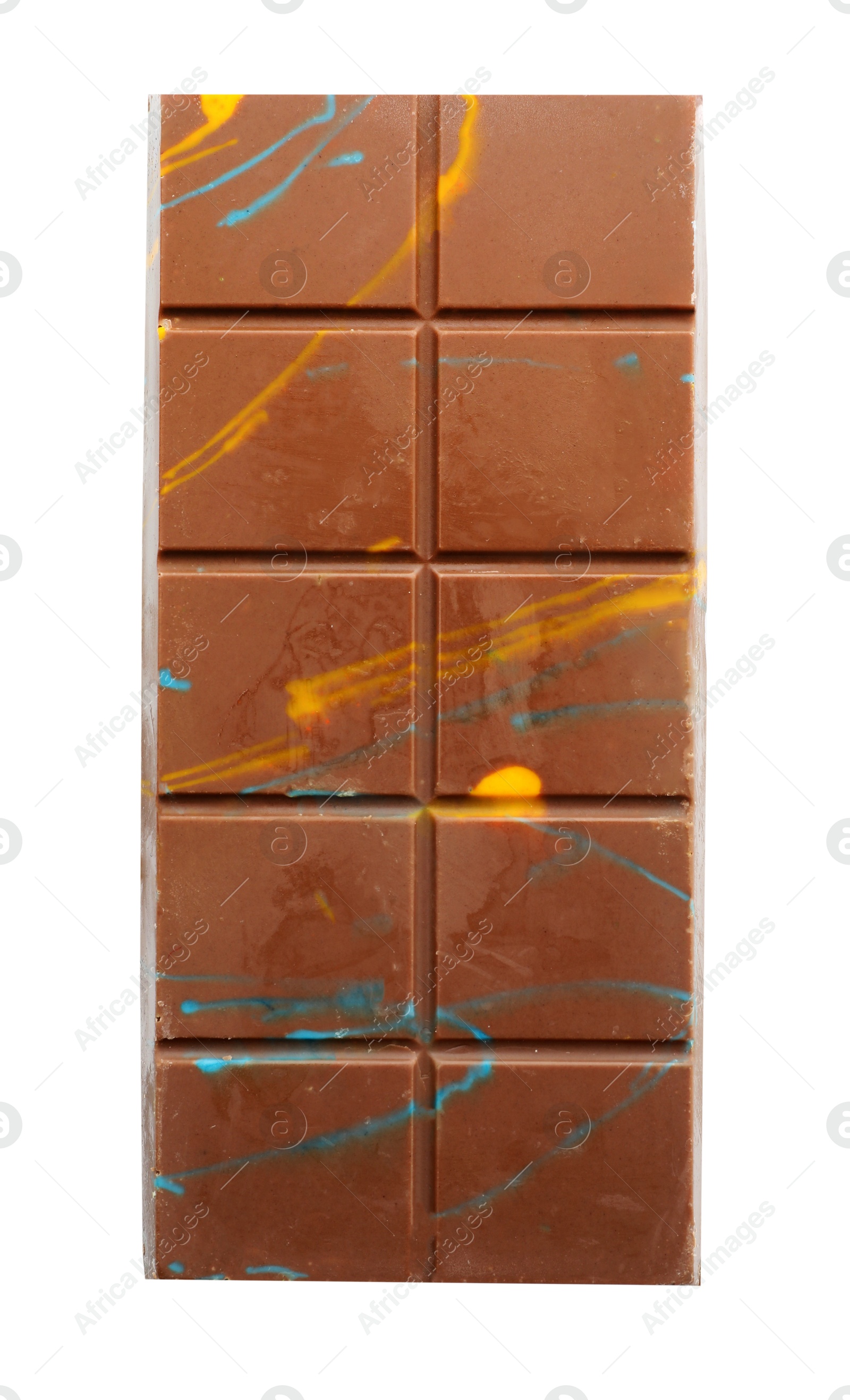 Photo of One Dubai chocolate bar with pistachio and knafeh isolated on white, top view