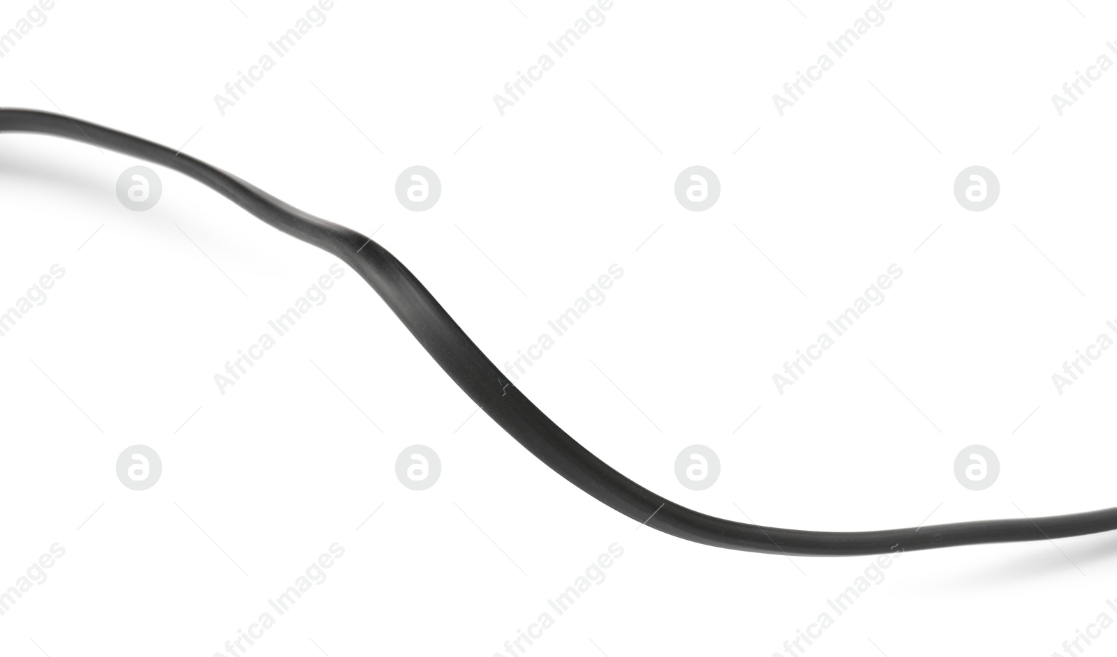 Photo of One black electrical wire isolated on white