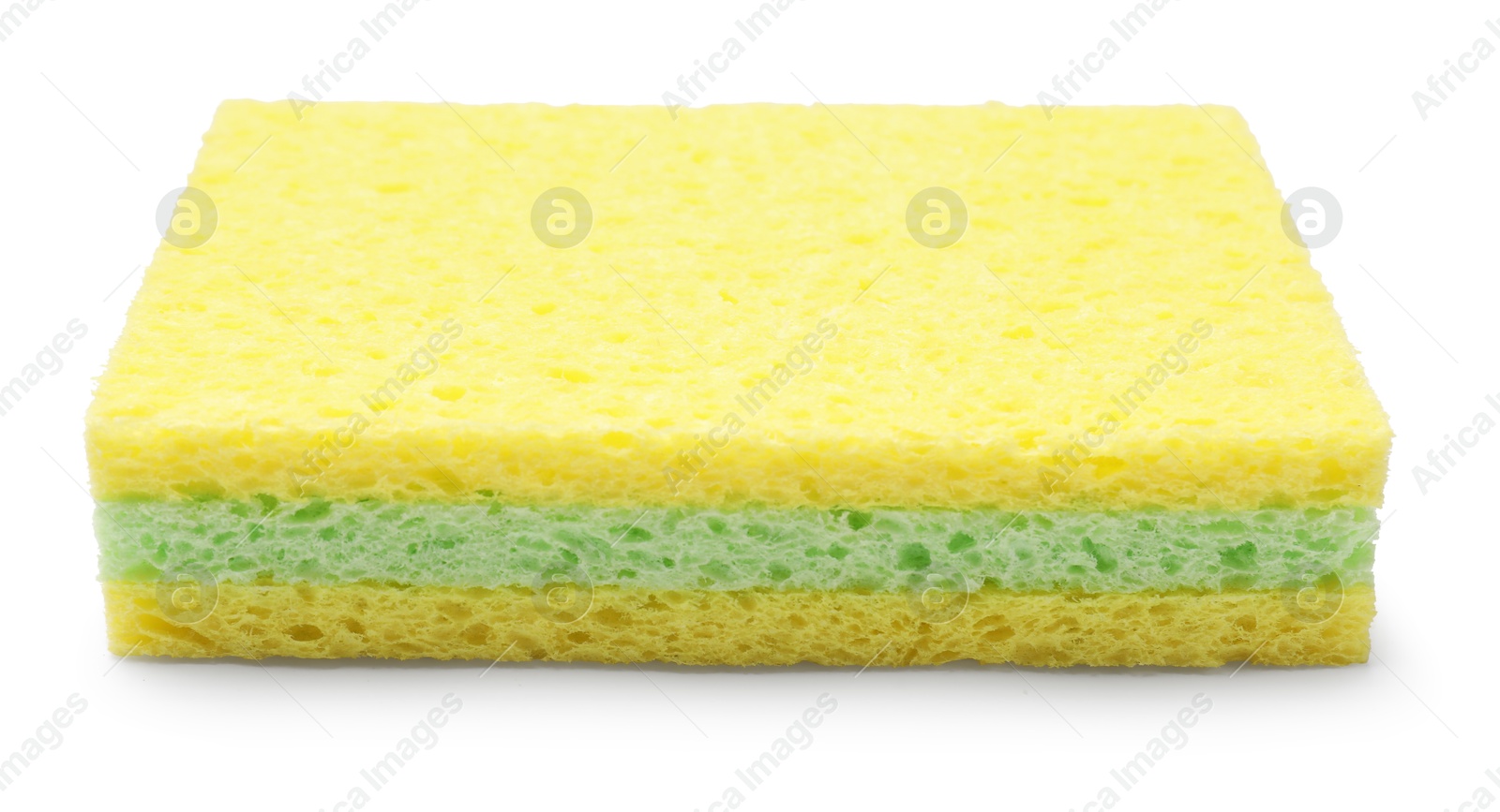 Photo of Soft sponges isolated on white. Cleaning tool