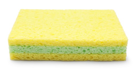 Photo of Soft sponges isolated on white. Cleaning tool