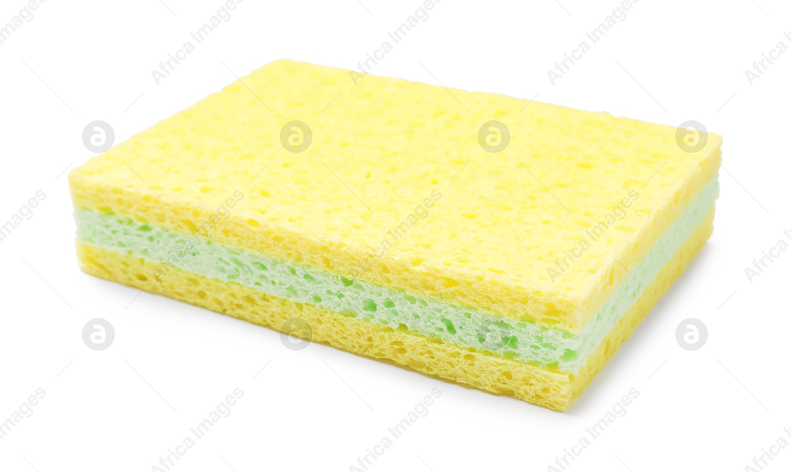 Photo of Soft sponges isolated on white. Cleaning tool