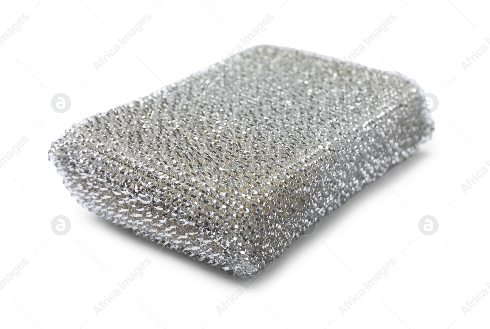 Photo of One lurex sponge isolated on white. Cleaning tool