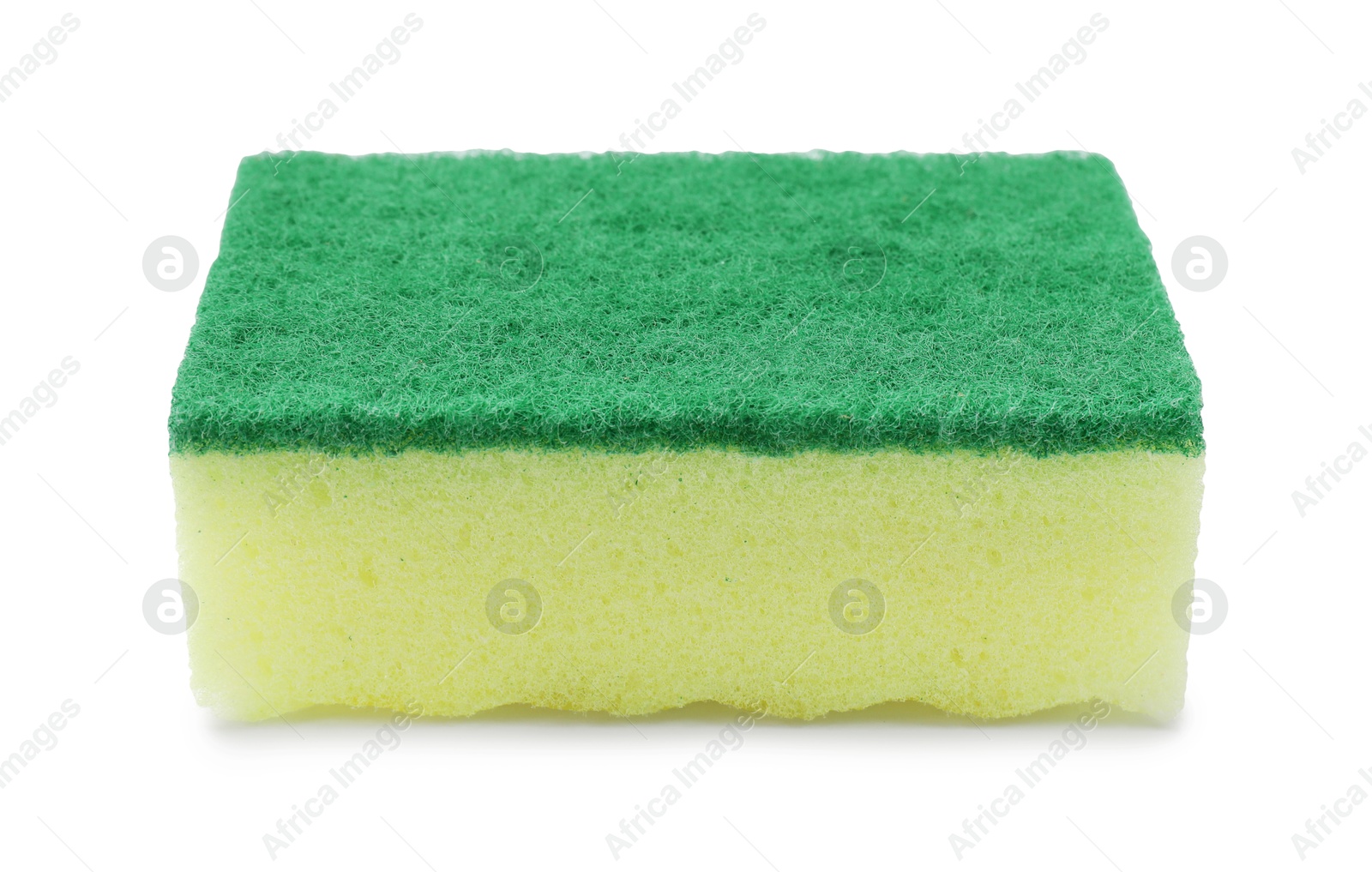 Photo of One yellow sponge isolated on white. Cleaning tool