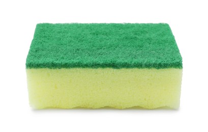 Photo of One yellow sponge isolated on white. Cleaning tool