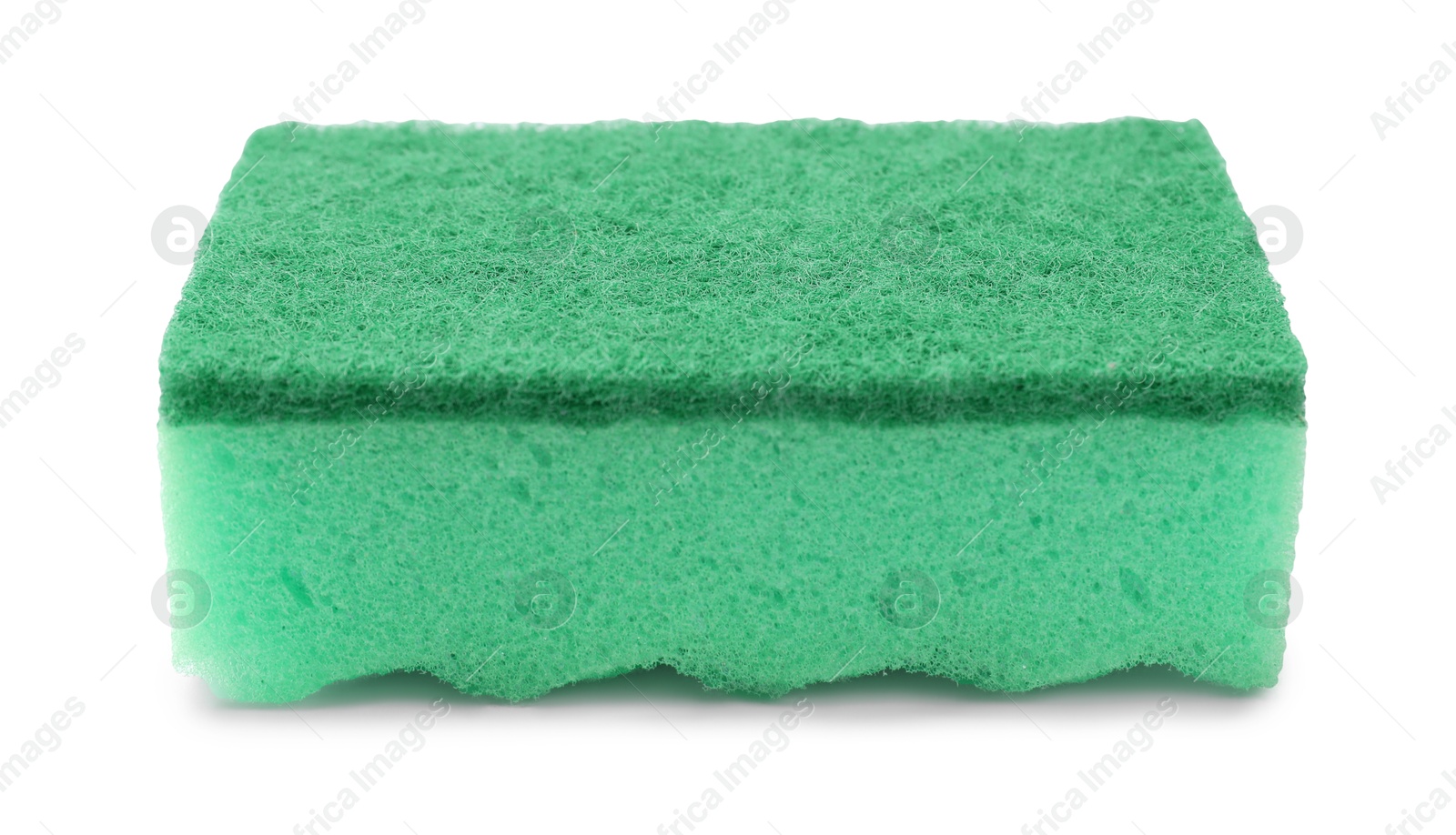 Photo of One green sponge isolated on white. Cleaning tool