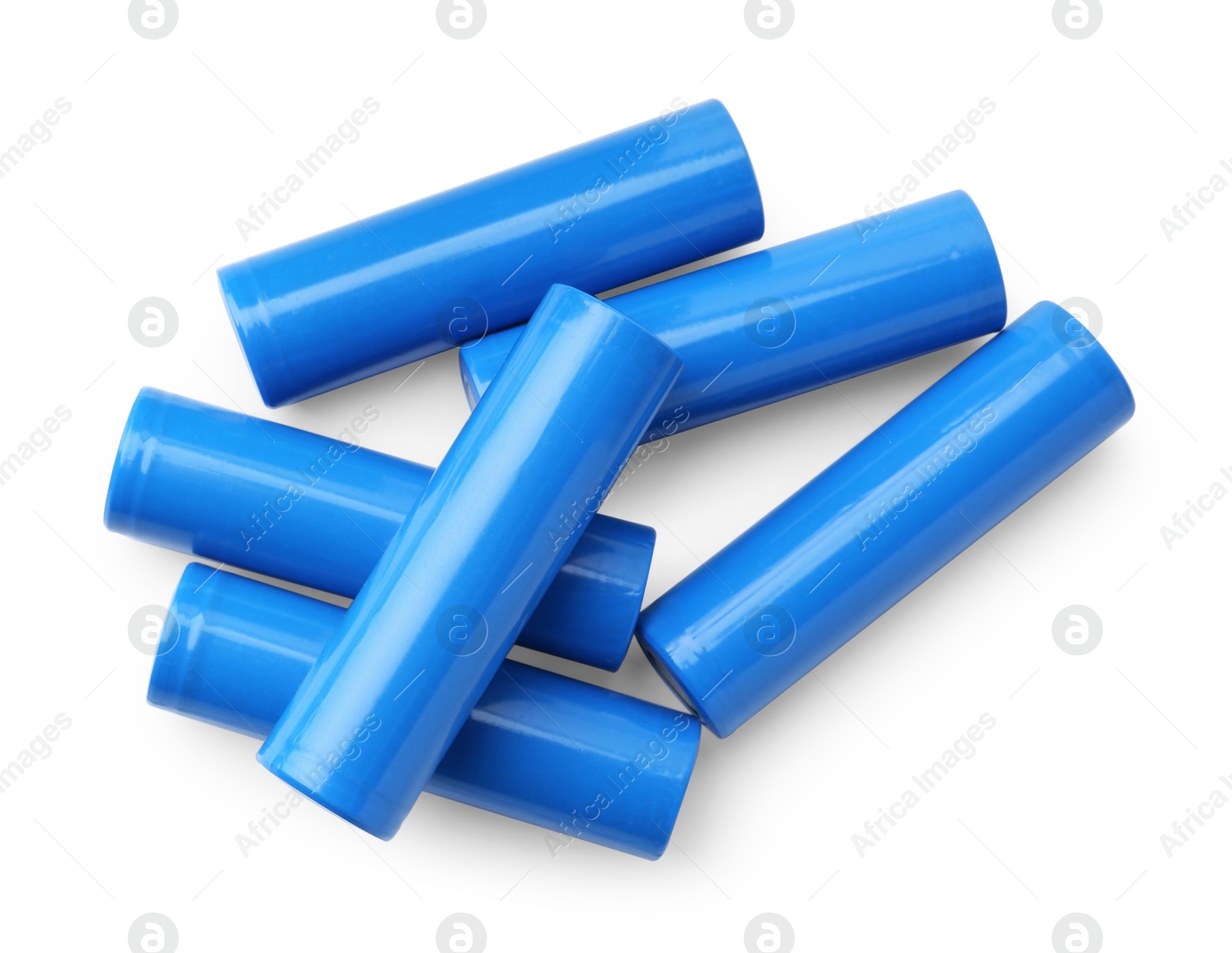 Photo of Many AA cell batteries isolated on white, top view