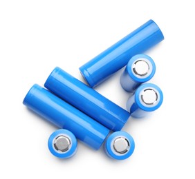 Photo of Many AA cell batteries isolated on white, top view