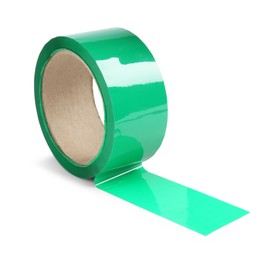 Roll of green adhesive tape isolated on white