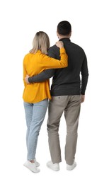 Photo of Man and woman on white background, back view