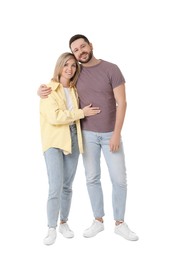 Portrait of happy couple on white background