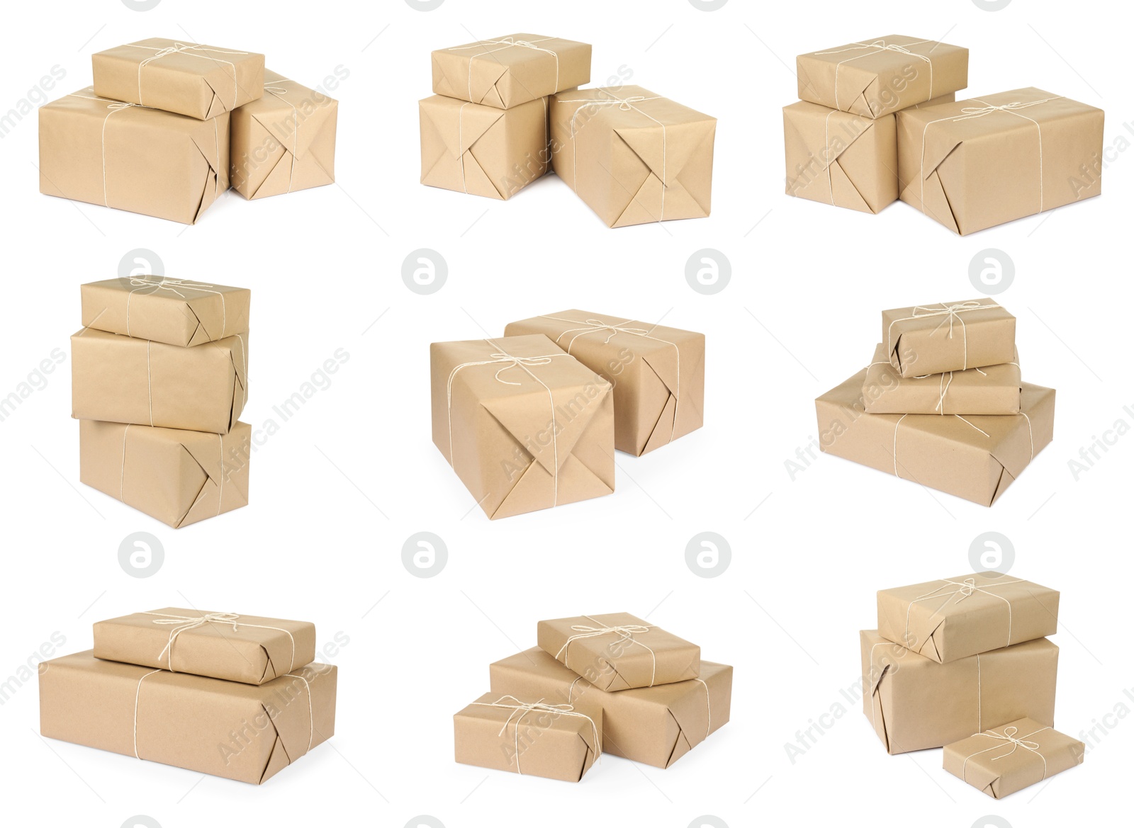 Image of Many different parcels isolated on white, set