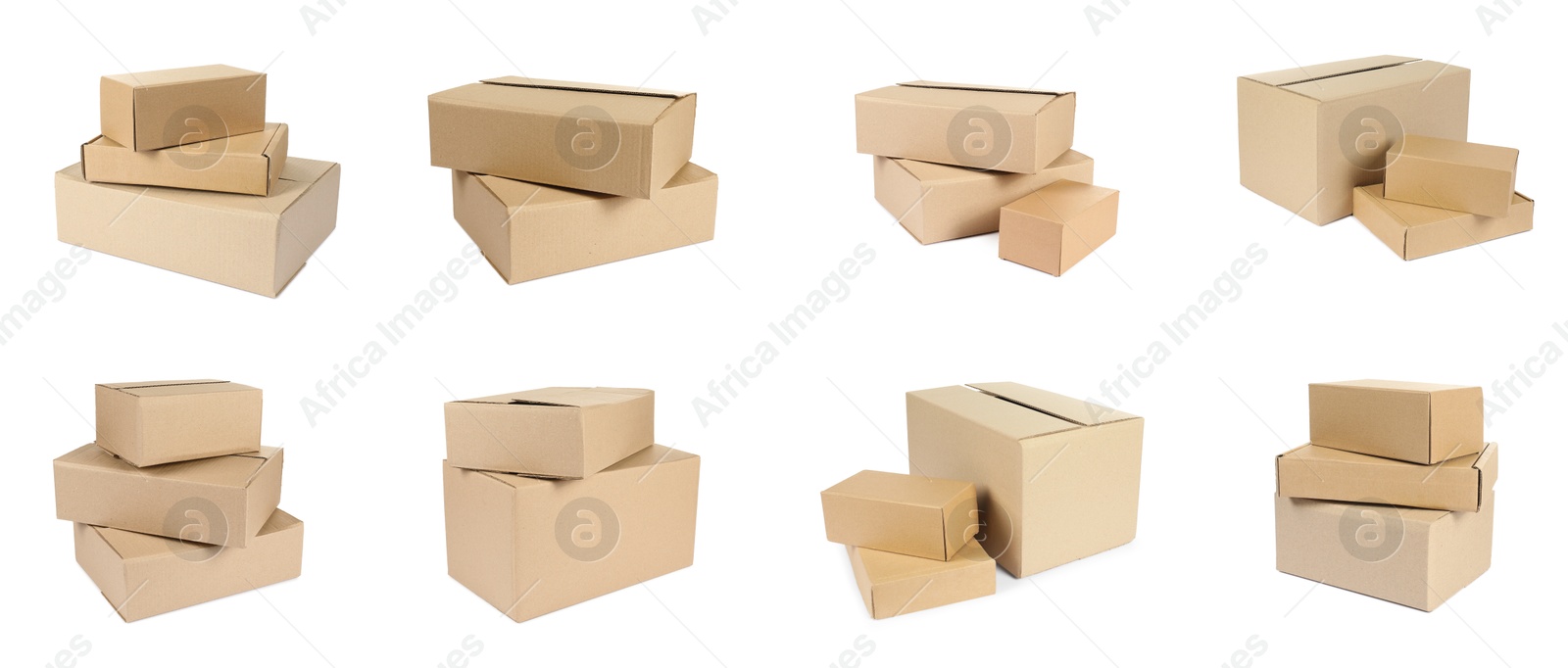 Image of Many different parcels isolated on white, set