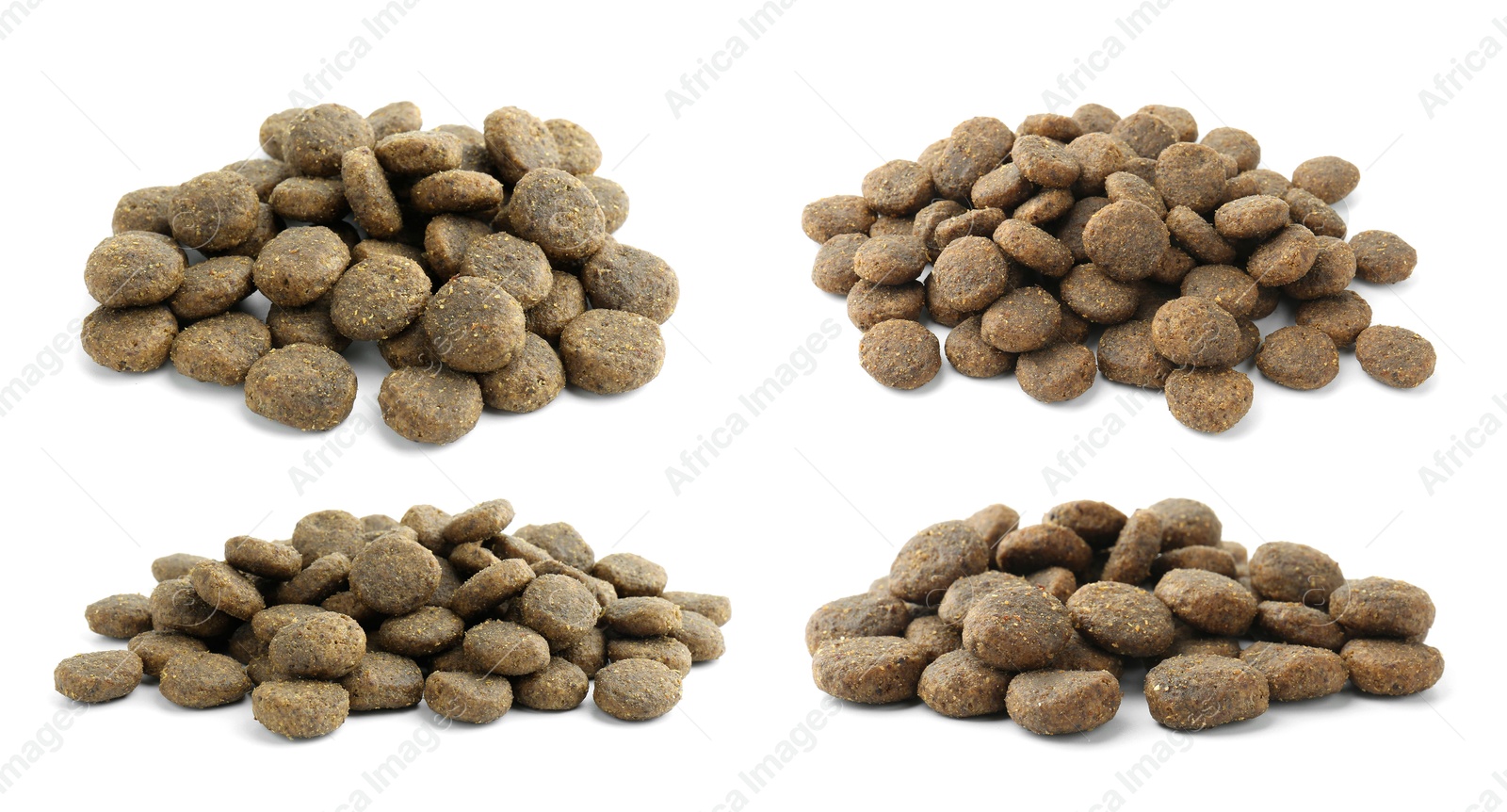 Image of Dry pet food for dogs isolated on white, set