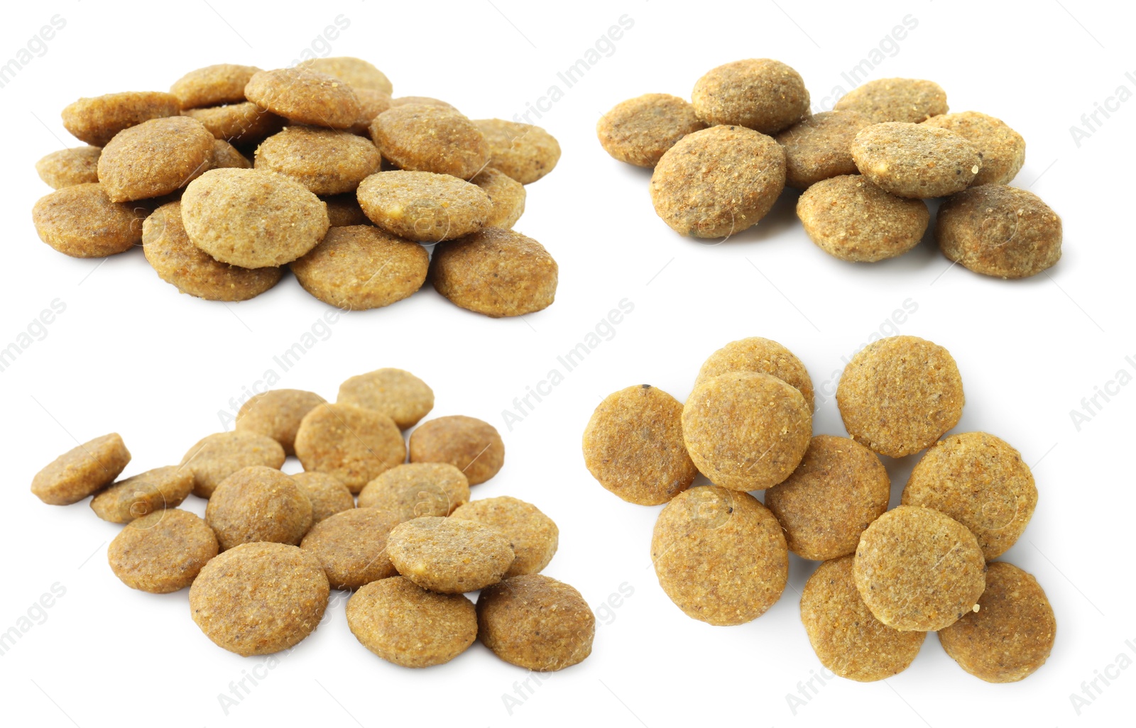 Image of Dry pet food for dogs isolated on white, set