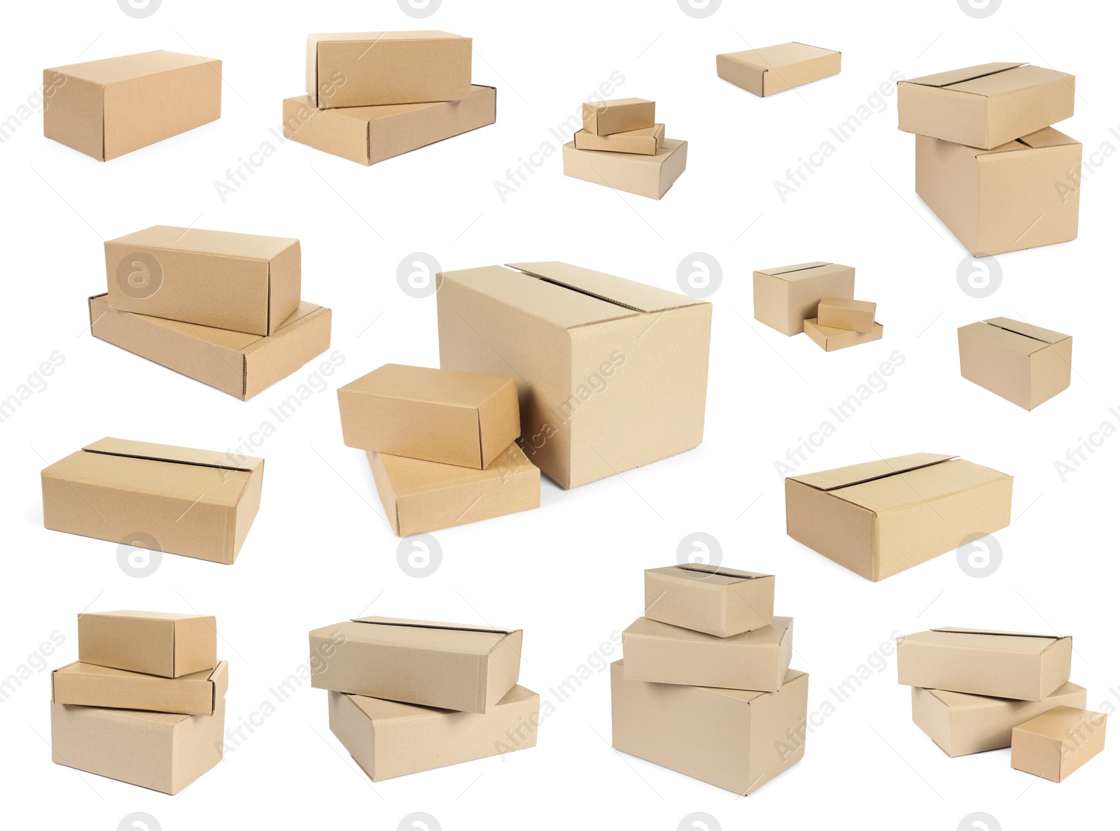 Image of Many different parcels isolated on white, set