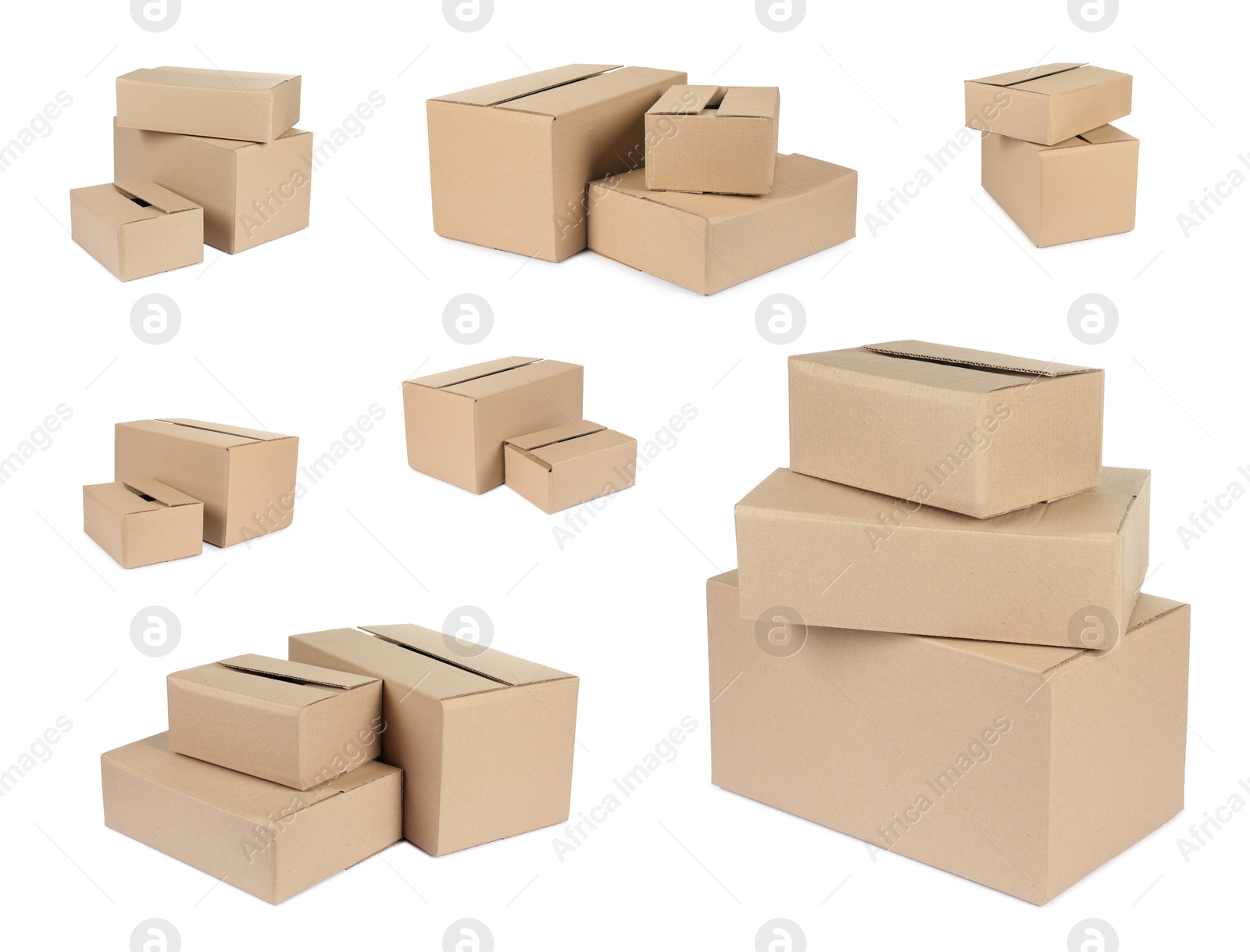 Image of Many different parcels isolated on white, set