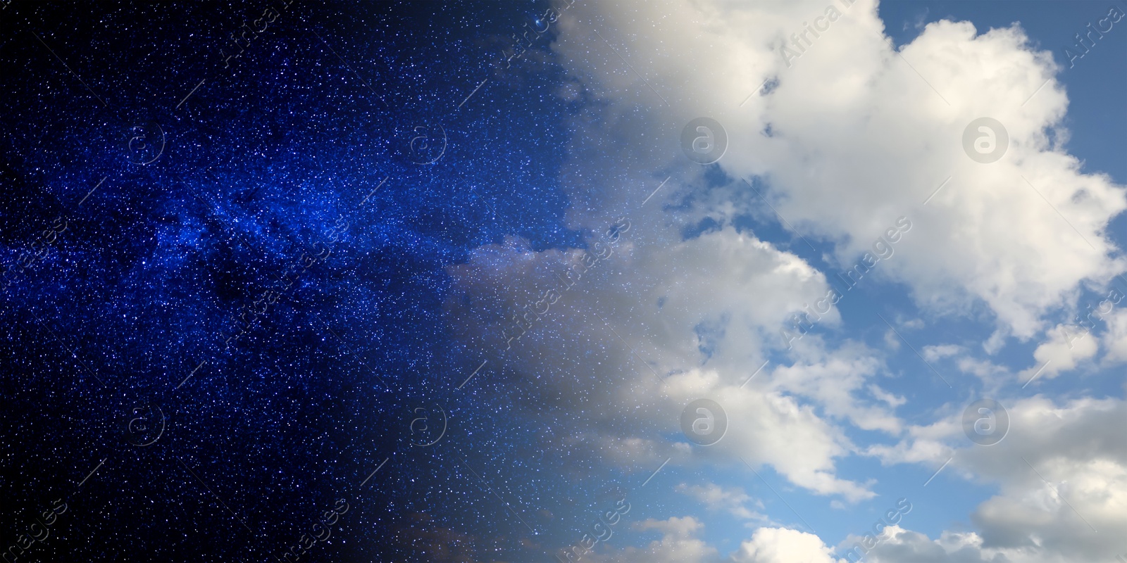 Image of Sky in different time of day, collage. Banner design