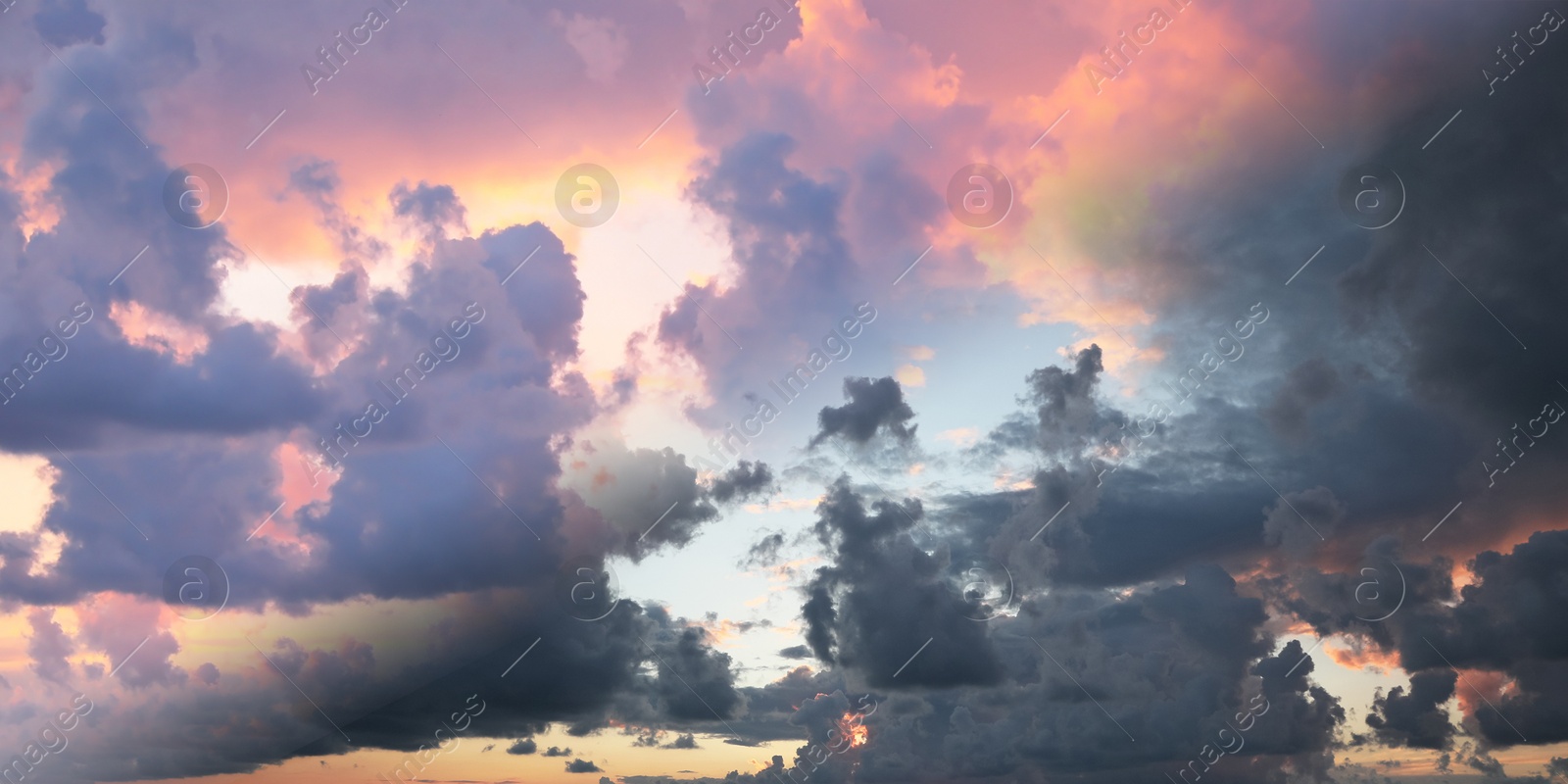 Image of Sky in different time of day, collage. Banner design