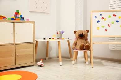 Photo of Child's room interior with many different toys