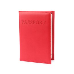 Photo of Passport in bright cover isolated on white