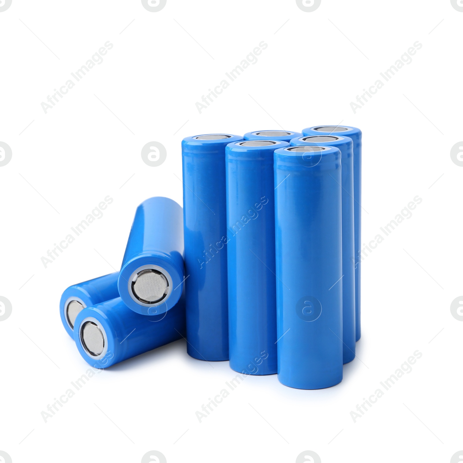 Photo of Many AA cell batteries isolated on white