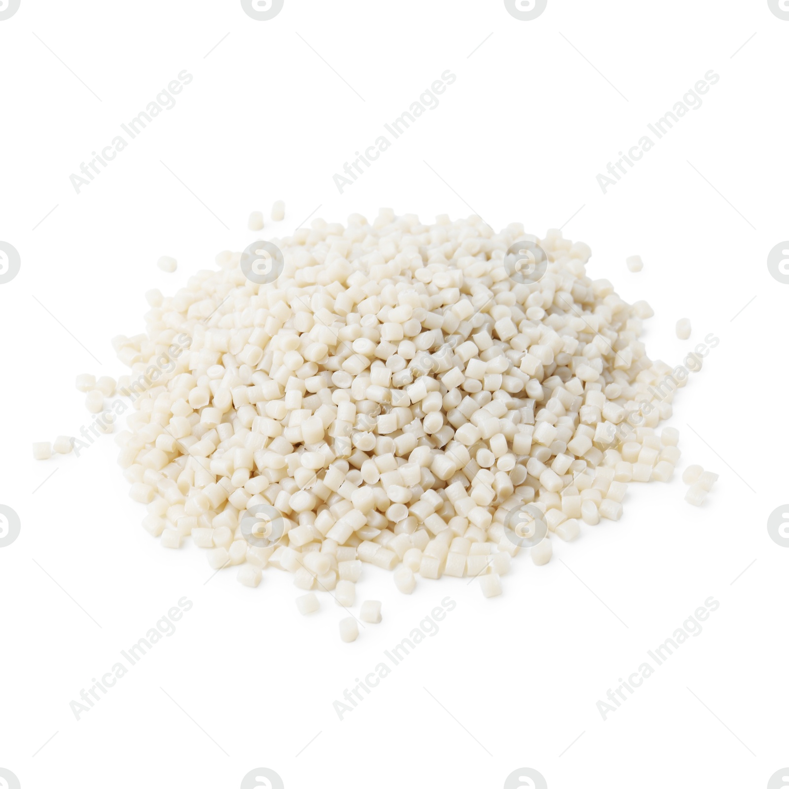 Photo of Pile of plastic granules isolated on white