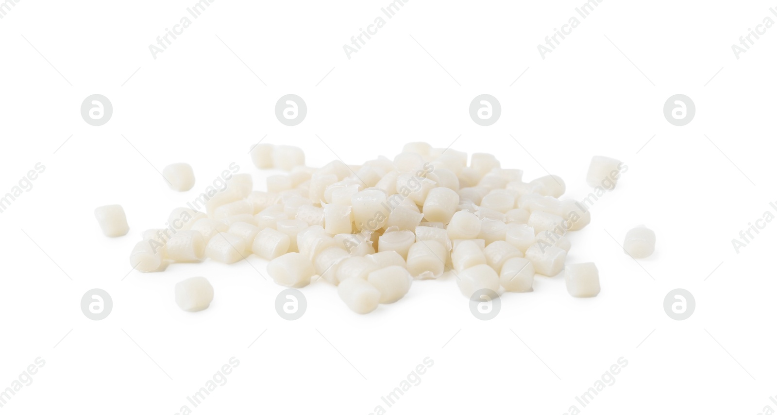 Photo of Pile of plastic granules isolated on white