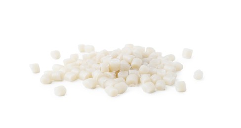 Photo of Pile of plastic granules isolated on white