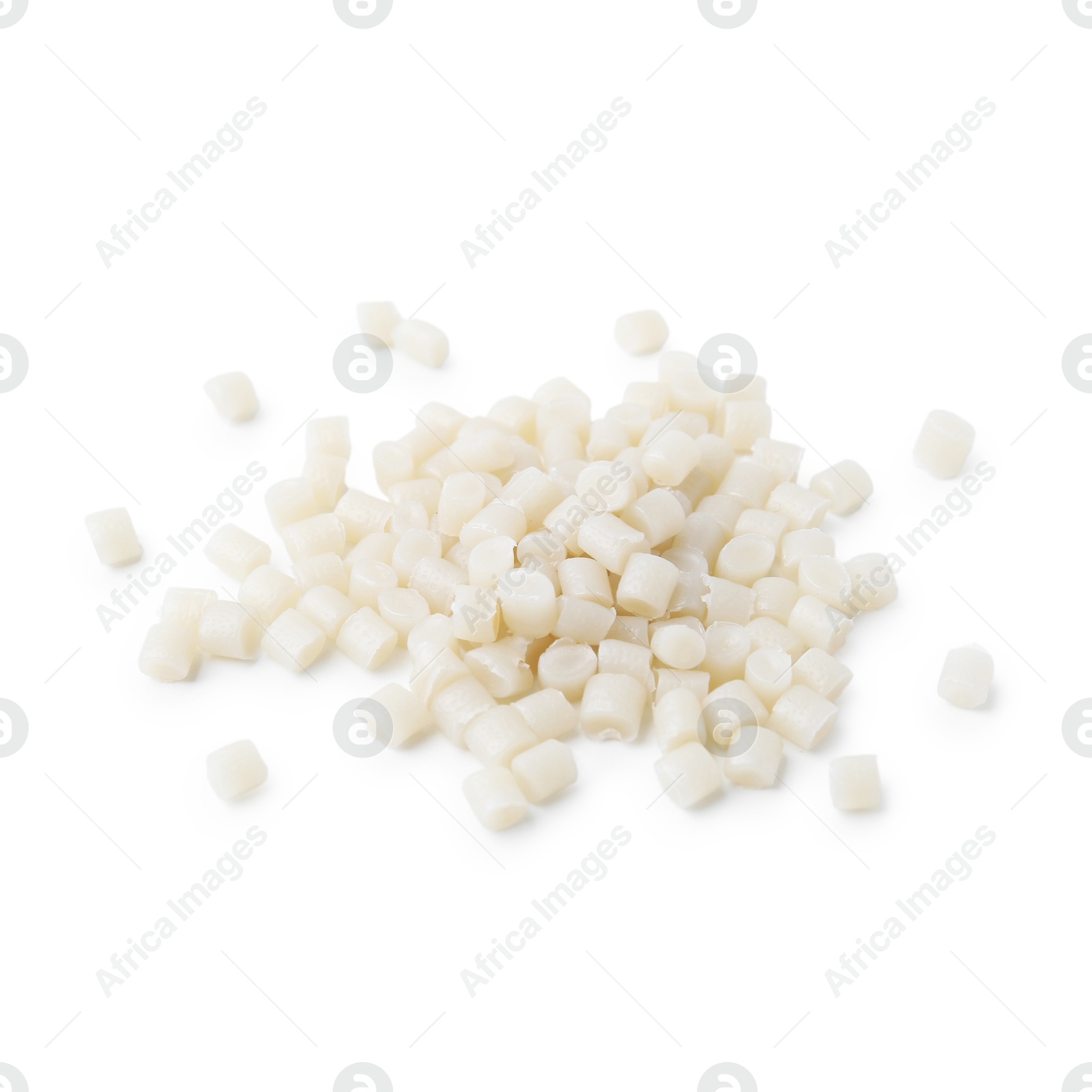 Photo of Pile of plastic granules isolated on white