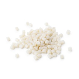 Photo of Pile of plastic granules isolated on white