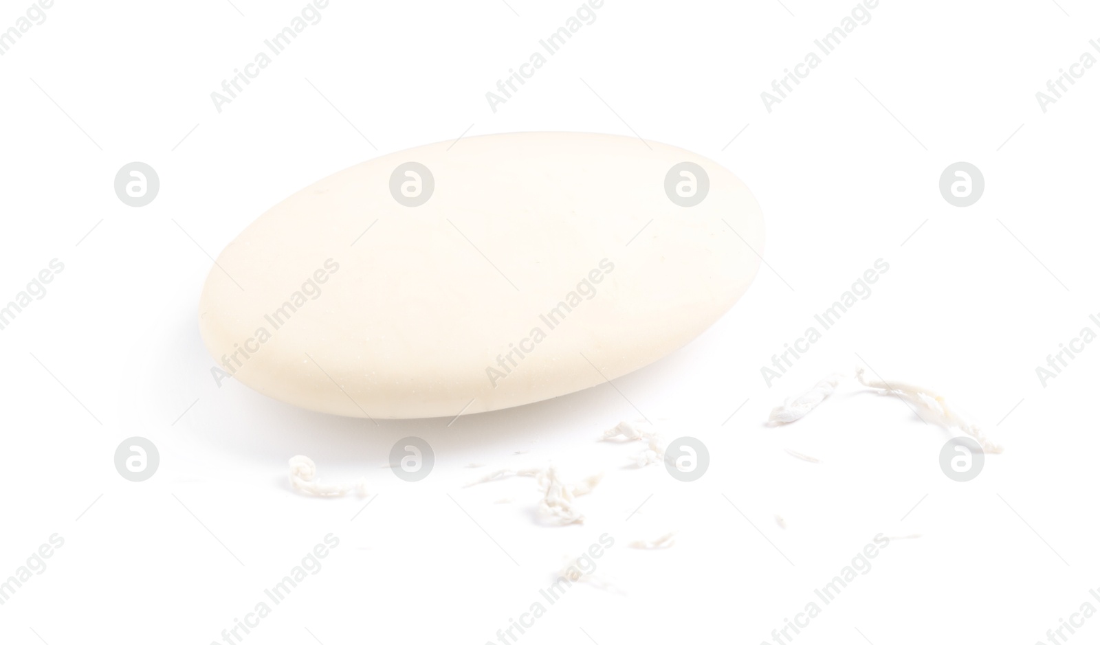 Photo of One eraser and scraps isolated on white