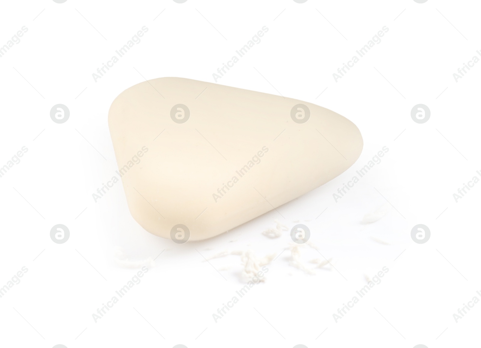 Photo of One eraser and scraps isolated on white