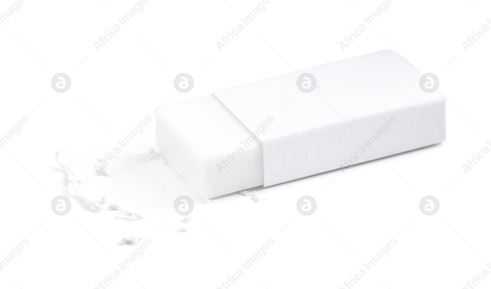 Photo of One eraser and scraps isolated on white