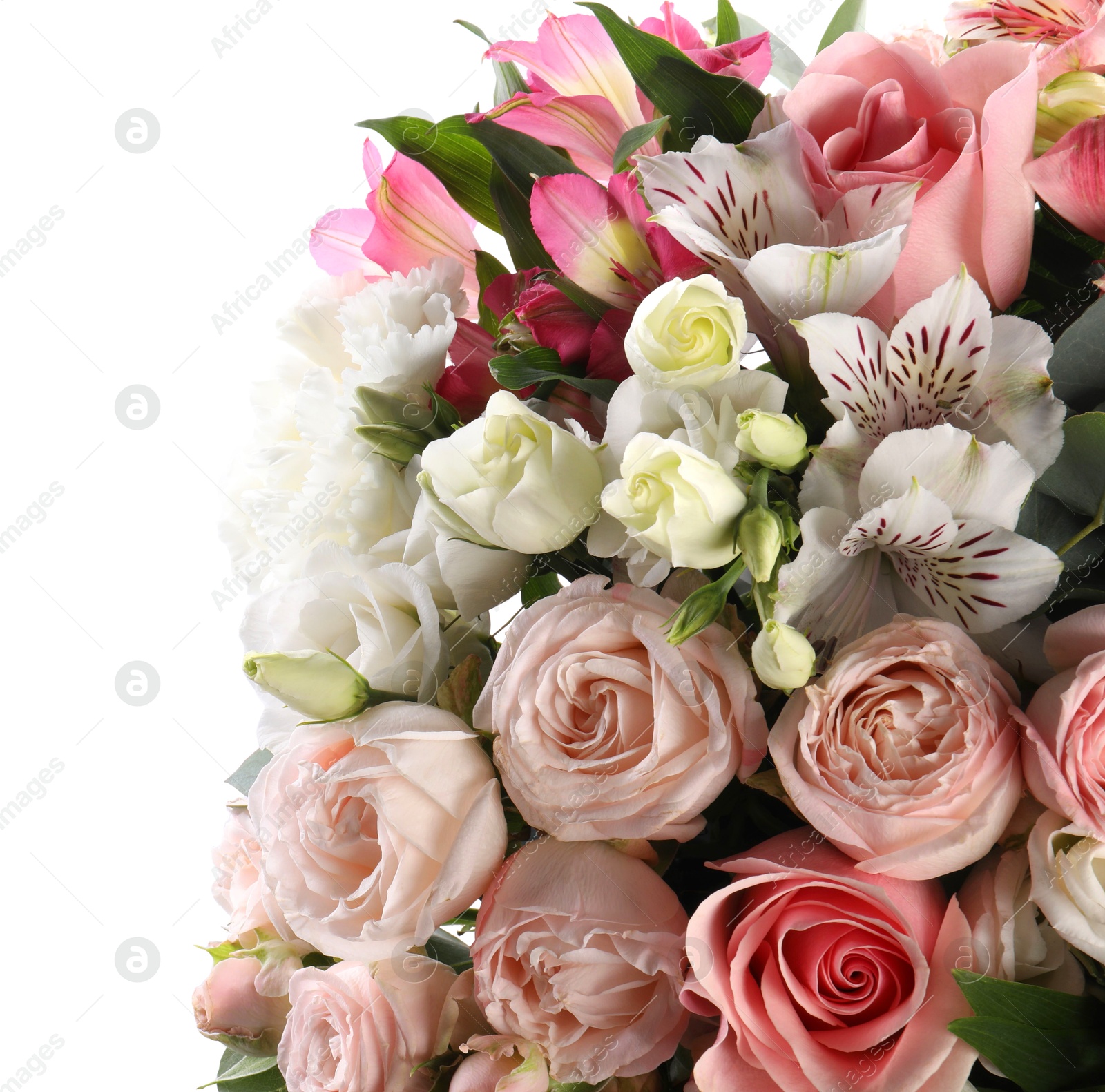 Photo of Bouquet of beautiful flowers isolated on white