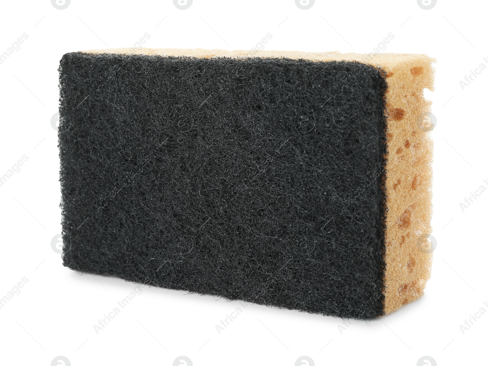 Photo of One soft sponge isolated on white. Cleaning supply